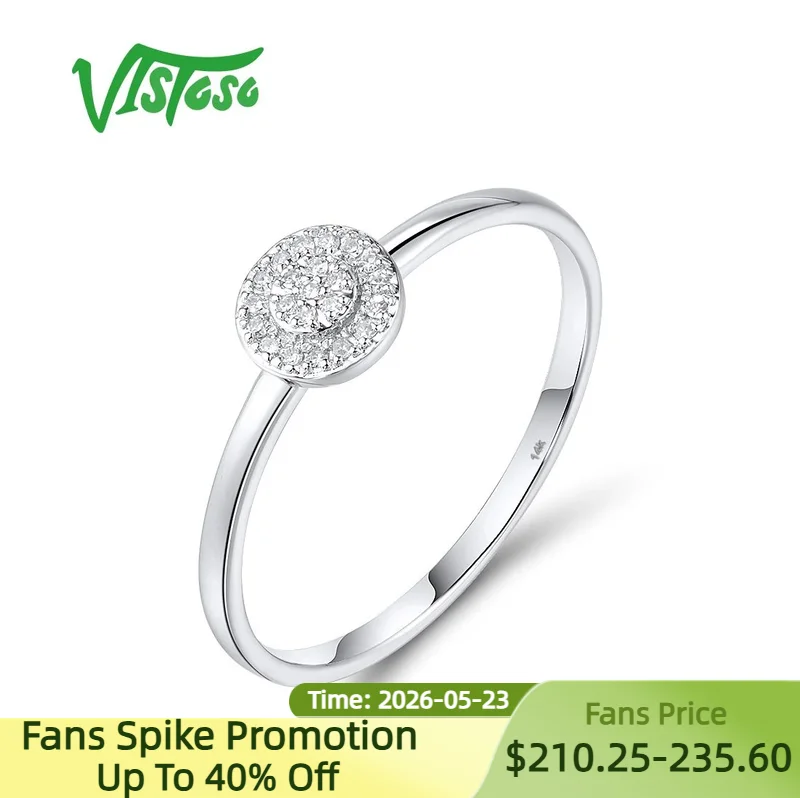 

VISTOSO Authentic 14K 585 White Gold Rings For Women Sparkling Diamond Dainty Wedding Anniversary Elegant Fine Jewelry Sets