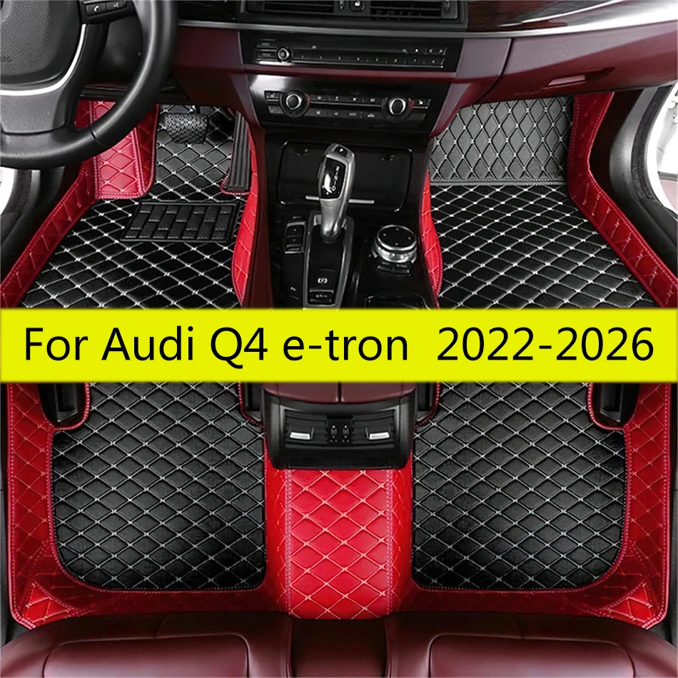 Custom Leather Car Floor Mats For Audi Q4 e-tron 2022 2023 2024 2025 2026 Auto Accessories Carpet Pads Vehicle Foot Matts Rugs