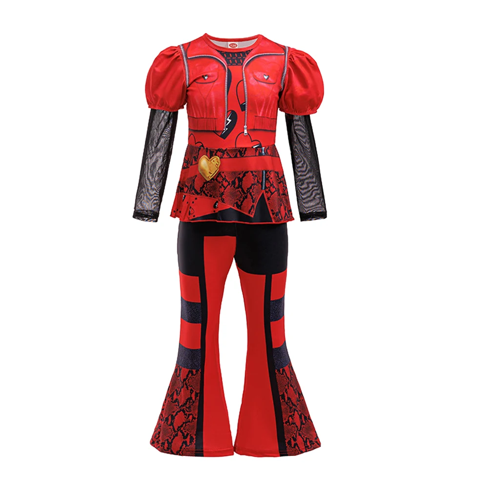 Girls Red Fantasy Queen Costume Stylish Cosplay Outfit With Wig For Halloween Carnival Birthday Party 2-10Y