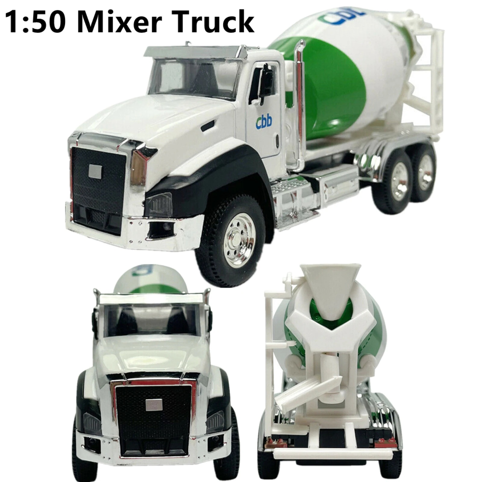 Model pojazdu budowlanego w skali 1:50, mieszalnik, koparka, odlewany z metalu, zabawka dla dzieci, pojazd z napędem pull-back, prezent.