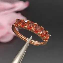 925 Silver Half Eternity Ring for Daily Wear 3mm*4mm Total 0.72ct Natural Garnet Ring 18K Gold Plating Garnet Jewelry