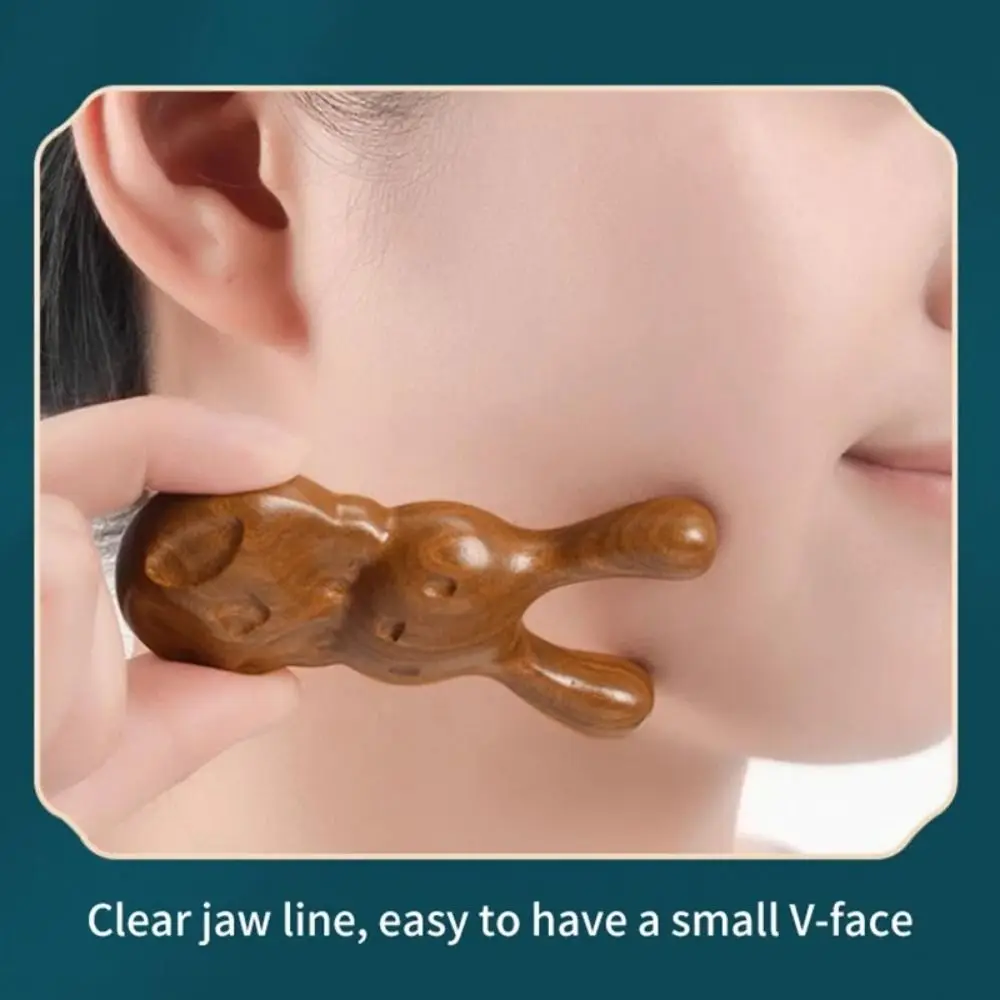 Golden Sandalwood Massage Comb Rabbit Shape Portable Nose Massager Promote Blood Circulation Relieve Rhinitis