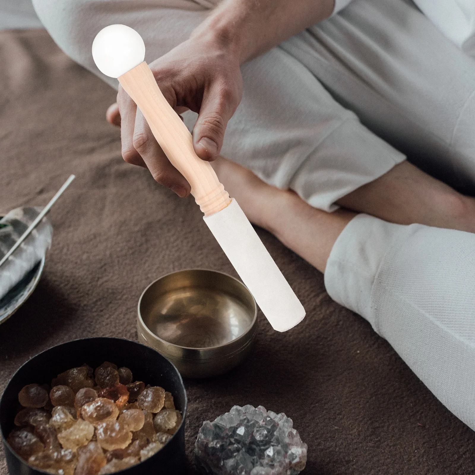 التبت خشبية جرس الموسيقى مطرقة دائم مصقول قبضة مريحة للتأمل اليوغا بوذا وعاء الصوت التبت يطرق عصا #2