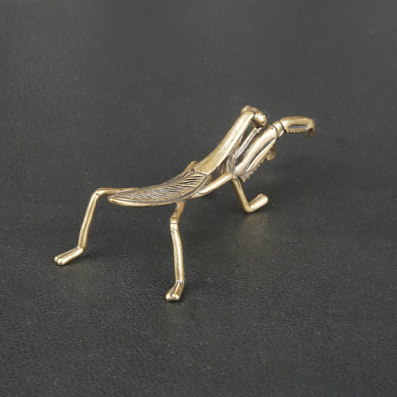 Vintage Brass Mantis Desktop Ornament, Insect Sculpture Craft, Tea Pet Decoration, Antique Bronze Artifacts Wholesale