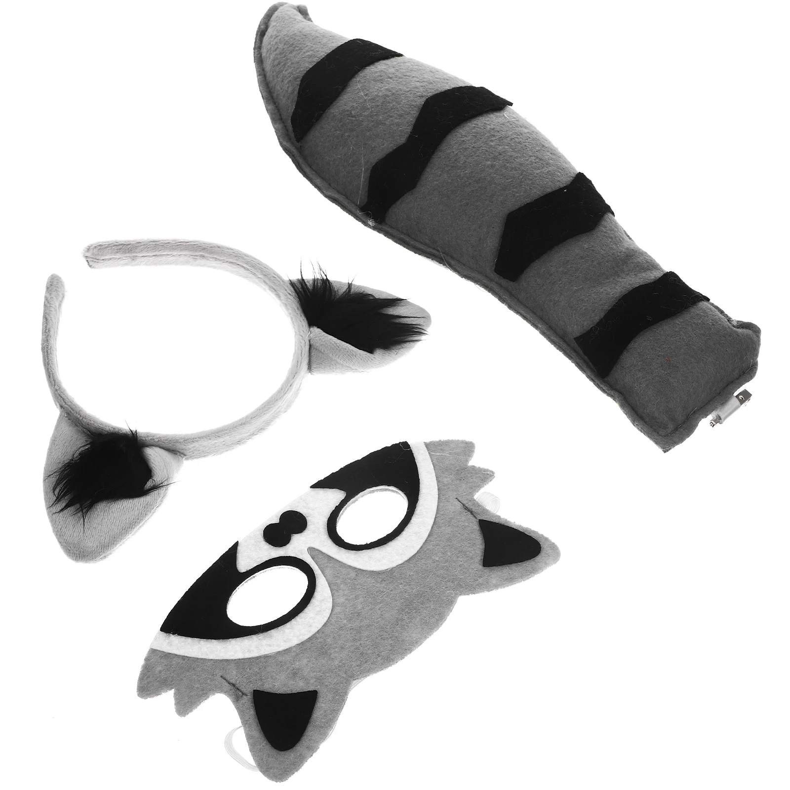 

Raccoon Cosplay Costume Set Ears Headband Tail Lightweight Comfortable Halloween Prop Accessories