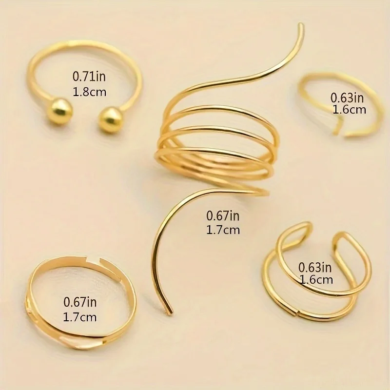 5 Pieces of Minimalist, Fashionable, Irregular Gold Women\'s Ring Set, Finger Ring, Fashionable Girl Jewelry Gift