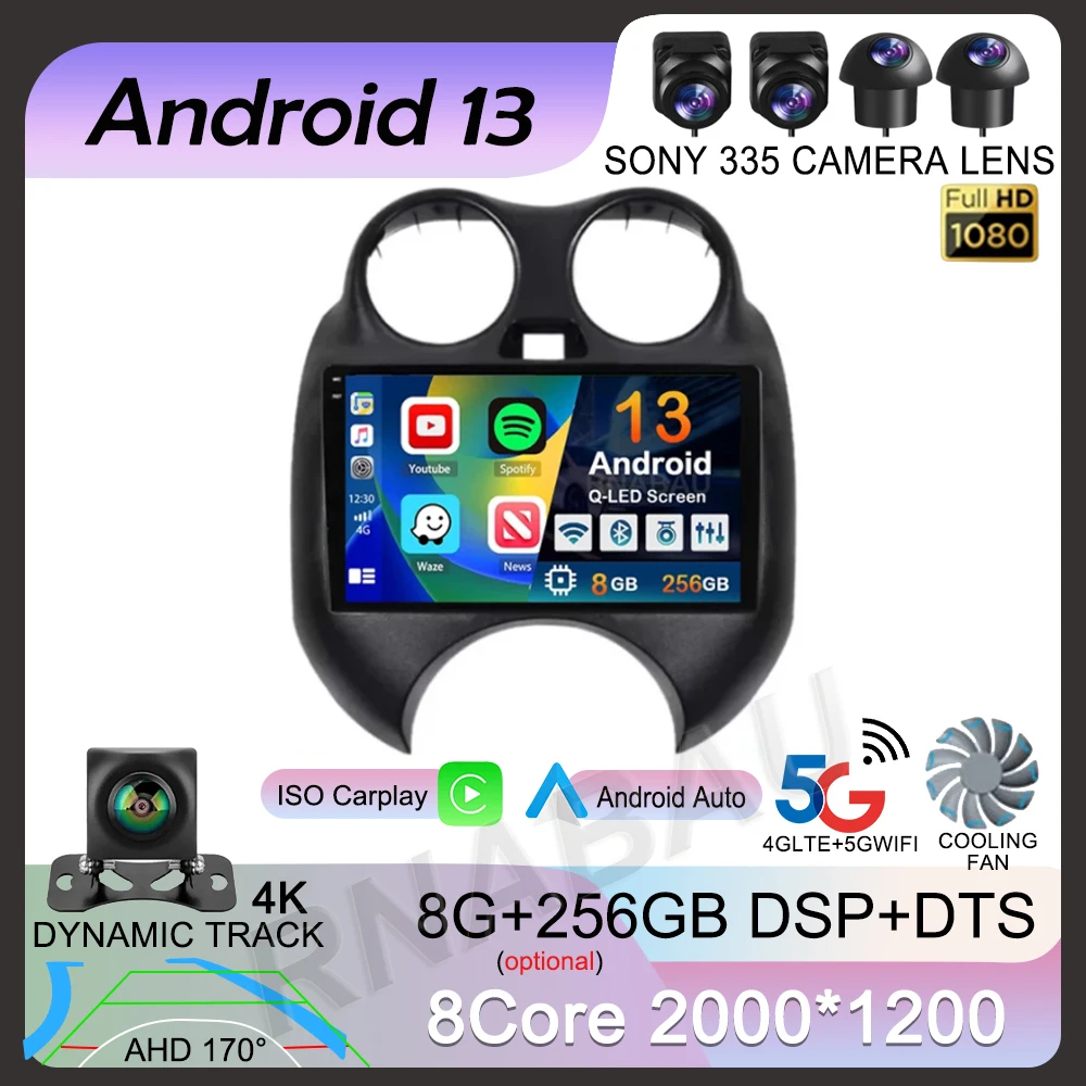 

Android 13 For Nissan March MICRA 2010- 2013 Carplay Auto 4G WIFI Car Radio Multimedia Player Navigation GPS DSP Stereo 2Din DVD