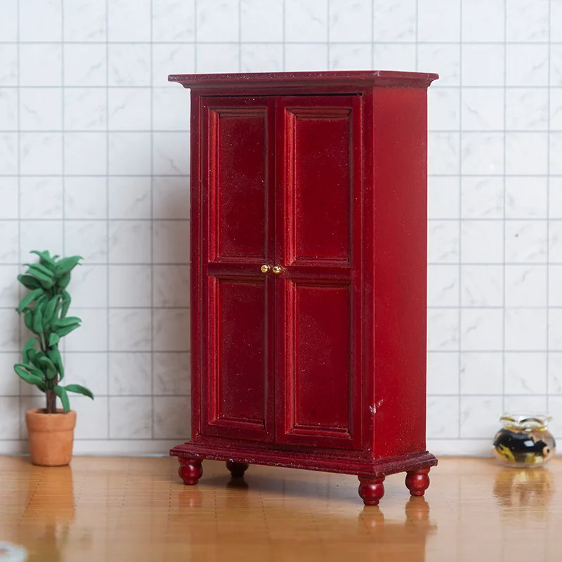 European Simple Double Door Miniature Doll House, Miniature Furniture, DIY Model Accessories, Pocket Furniture, Food and Play, 1:12