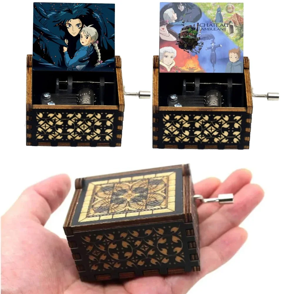 Howl Castle Merry Go Round of Life صندوق موسيقي خشبي مكرنك يدويًا لتزيين الهالوين هدية عيد ميلاد وعيد الأم #2