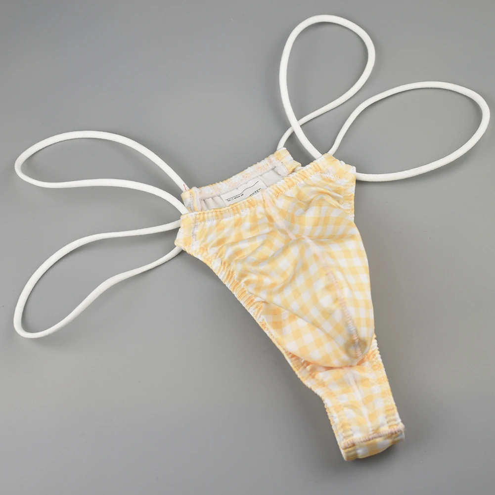 2026  Mens Thongs Plaid Low-waist T-Back Gay Sissy Bulge Pouch Underwear For Man Briefs Erotic G-string Extreme Panties Classic