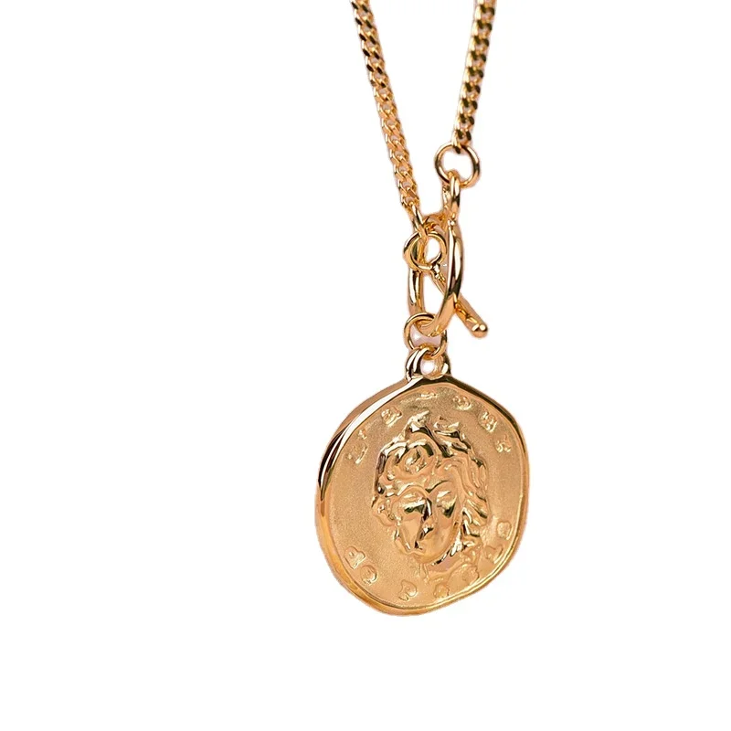 

Classic Vintage Style Medussa Head 18K Gold Coin Jewelry Pendant Necklaces