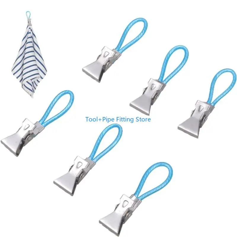 F92B 6Pcs Small Teas Towel Hanging Clip Rusts Resistant Bath Towel Clamps For Swimming