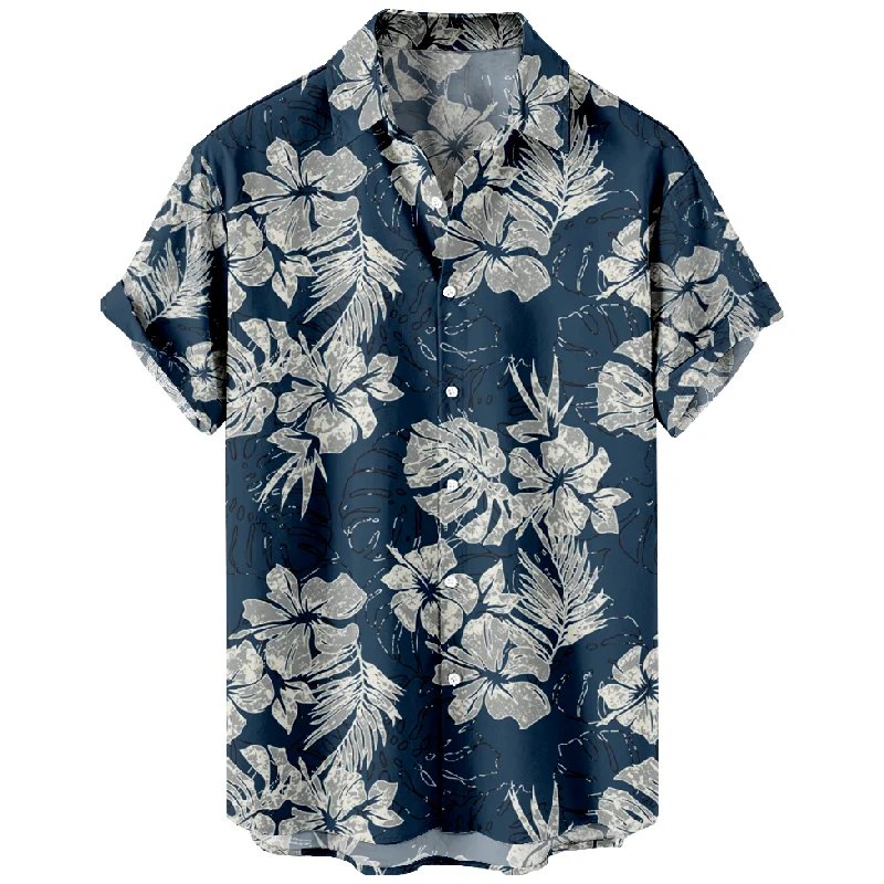 

Polyester Button Up Men's Shirts with Short Sleeves for Summer Holidays