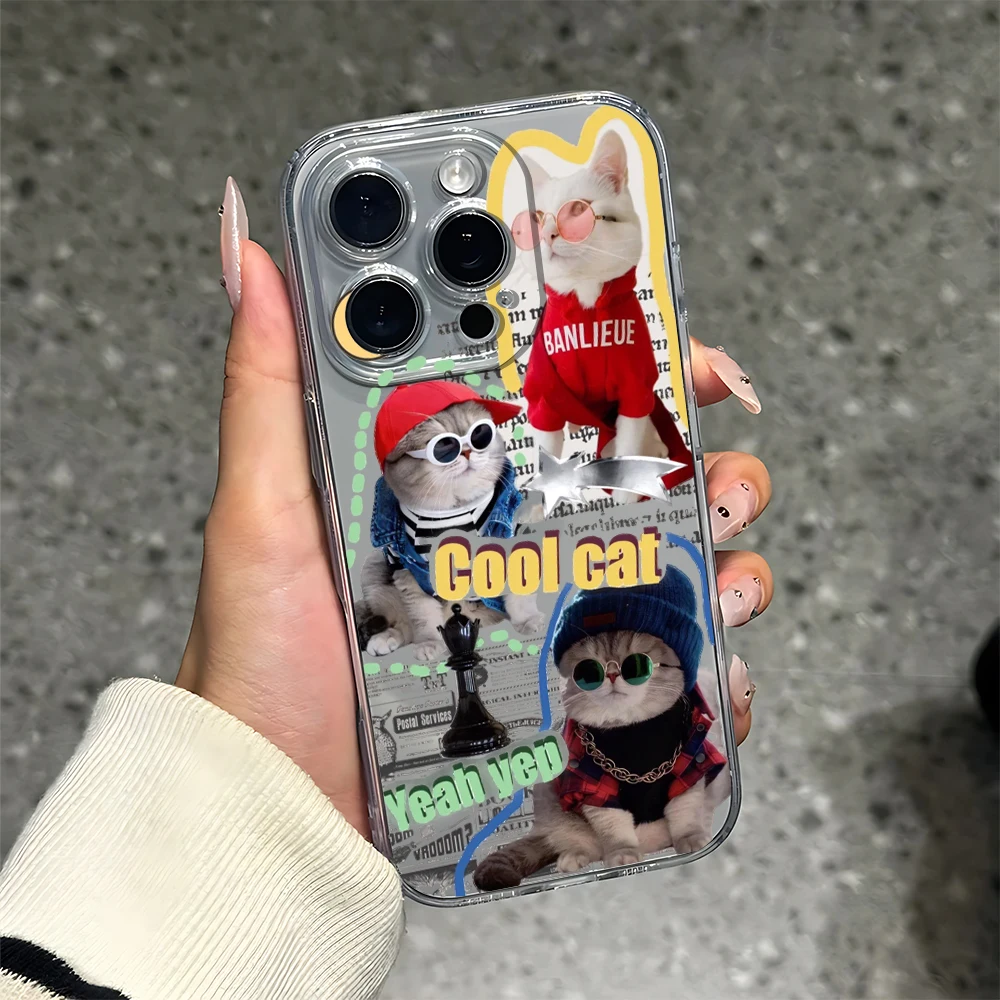 Cool and Handsome Cat Silicone Phone Case for IPhone 17 16 15 14 13 12 11 Pro Xs Max Air Mini 7 8 6 6s Plus SE 2020 2022 Cover