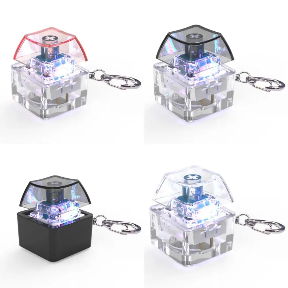 Glowing Fidget Keychain Fingertip Clicks Mechanical Switch Finger Keyboard Caps Finger Keyboard Cap DIY Button Keycap Keychain