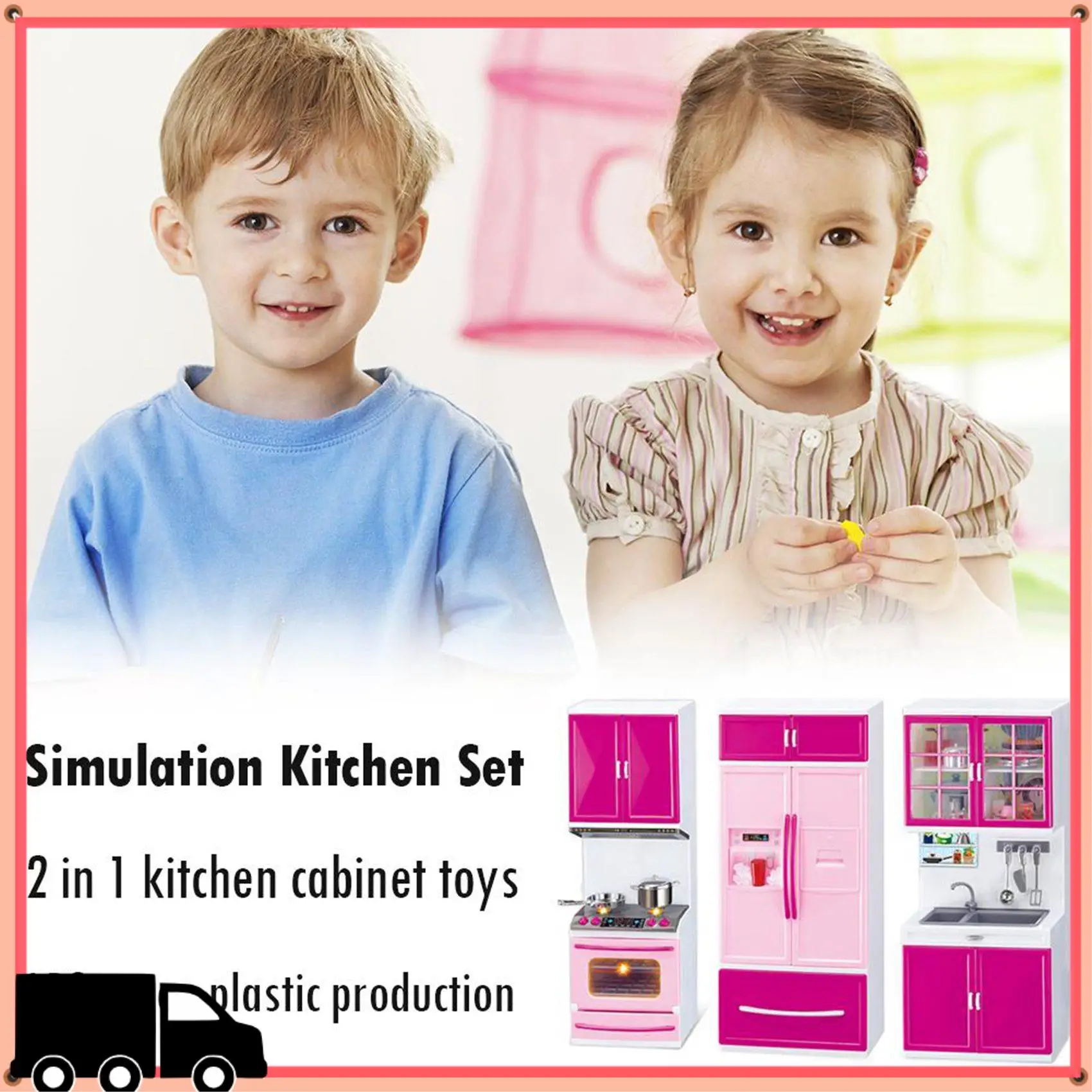 

Innovative Simulation Kitchen Cabinets Set Children Pretend Play Cooking Tools Mini Tableware Sets Toys Girls Dollhouse Playset