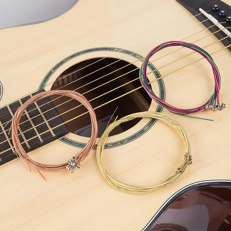 Cuerdas coloridas para guitarra acústica clásica, cuerdas de acero, accesorios para instrumentos musicales, 1-6 cuerdas