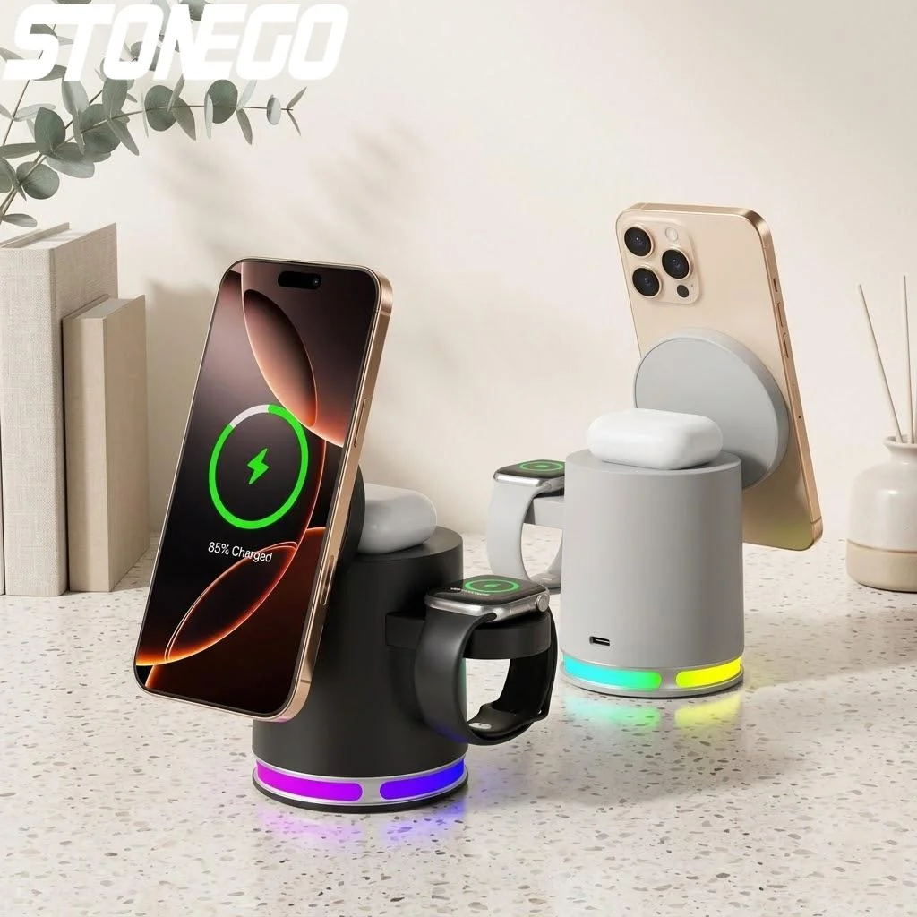 3 in 1 Magnetic Wireless Charging Station for iPhone 12 13 14 15 16 Apple Watch AirPods Samsung Fast Wireless Charger
