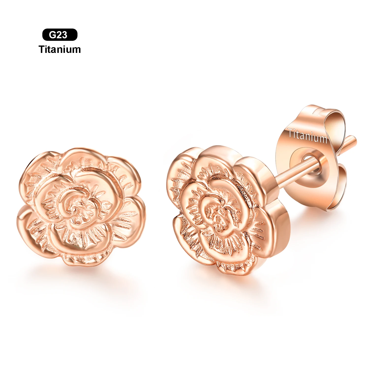 Rose Flower G23 Titanium Stud Earrings Hypoallergenic Post Pierced Tragus Cartilage Lobe Ear Stud Nickel Free for Women Girls