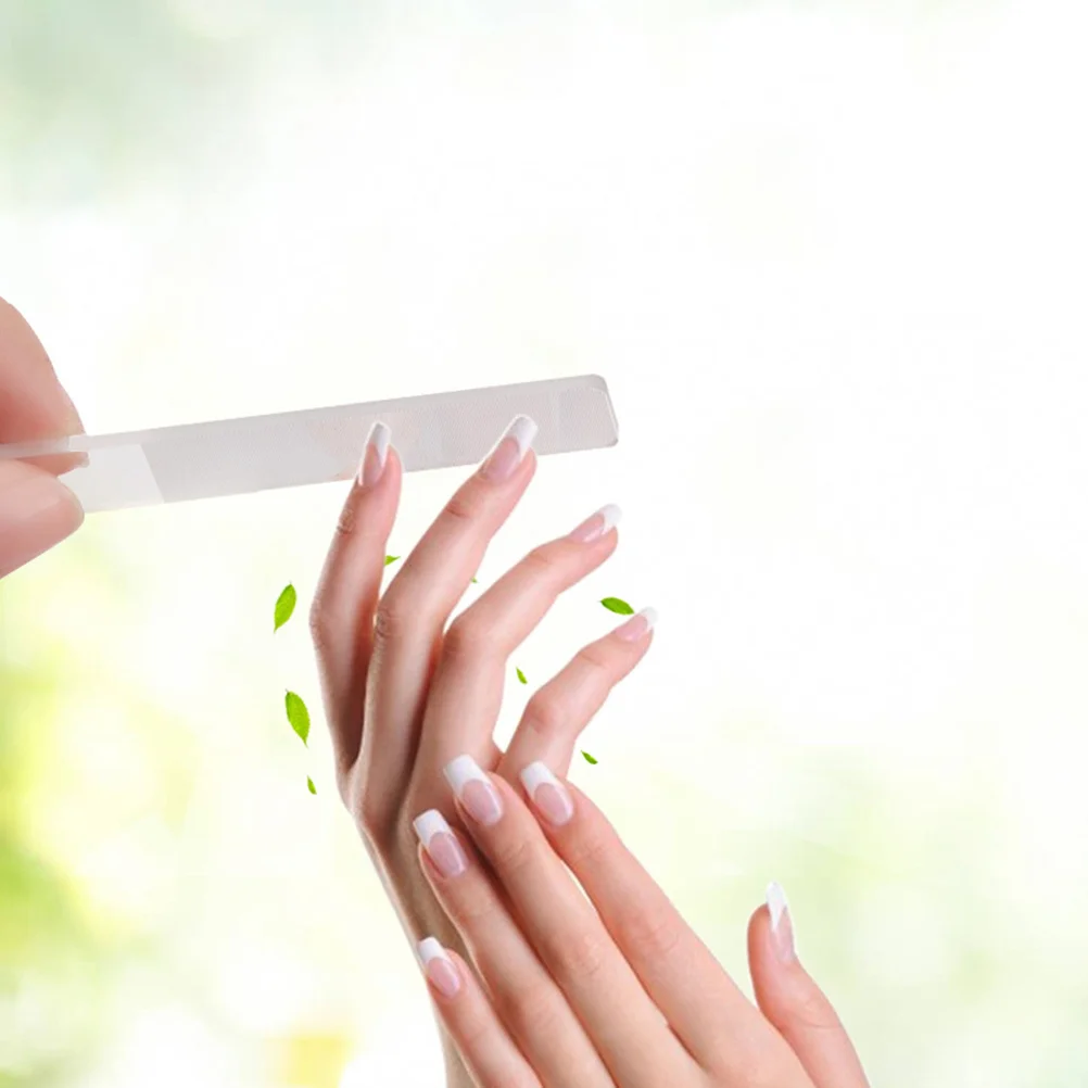 

2pcs Glass Nail Shiner Nano Nail Files Buffer Board Nail Polish Tool with Storage Case (Square Transparent Handle)