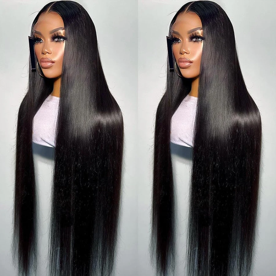 13x6 Full Frontal Wig Bling Hair Pre Bleached Human Hair Wigs 100% Straight Hair Brazilian Lace Front Human Hair Wig