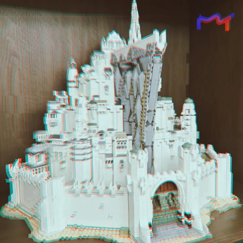 Concentric Tiered Hill City Building Blocks, White Stone Settlement 8278pcs With Multi Level Outer Walls Adult Hobby Collect