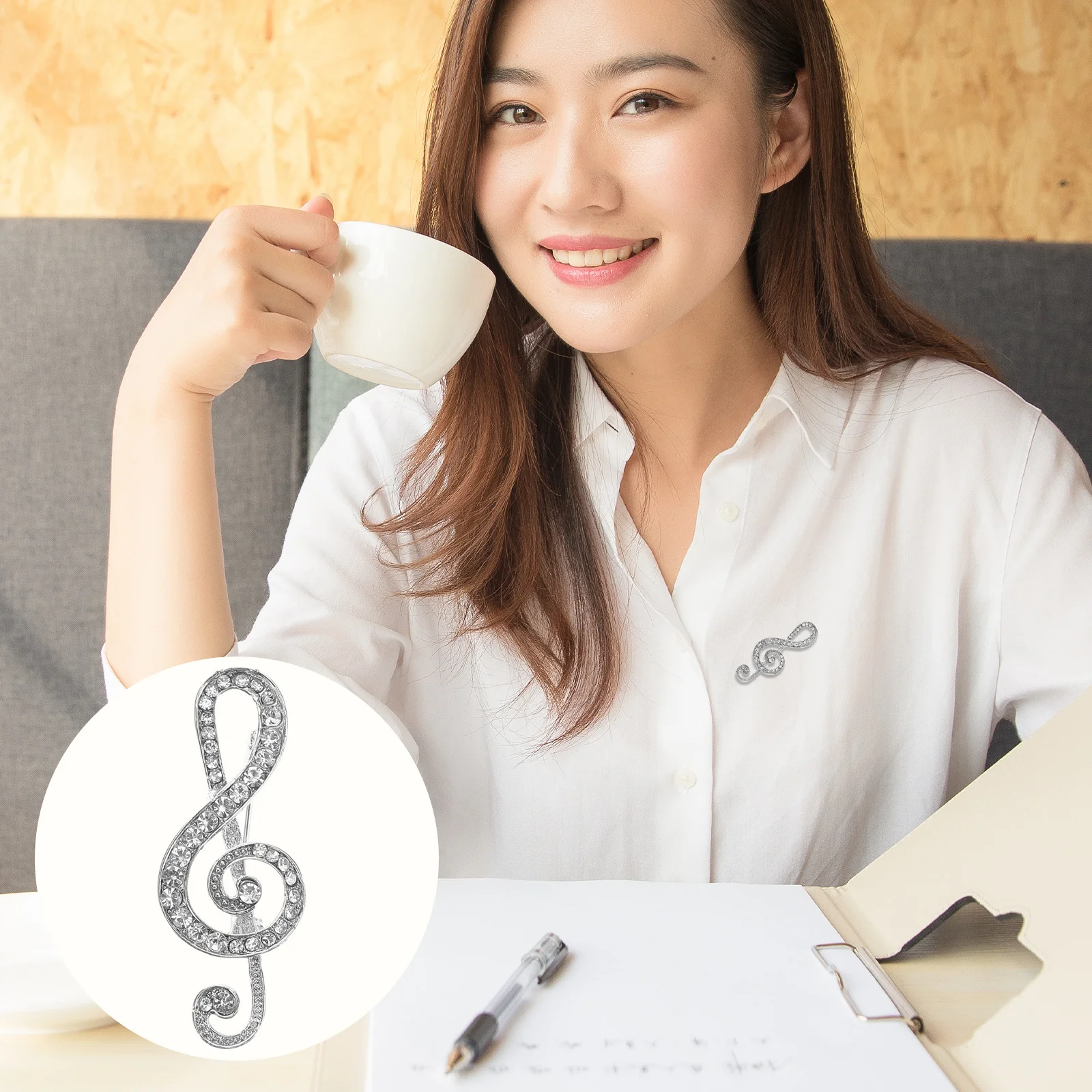 

Music Note Brooch Pin Rhinestone Crystal Alloy Unisex Fashion Jewelry For Suits Shirts Scarves Lapel Accessories Wedding Party