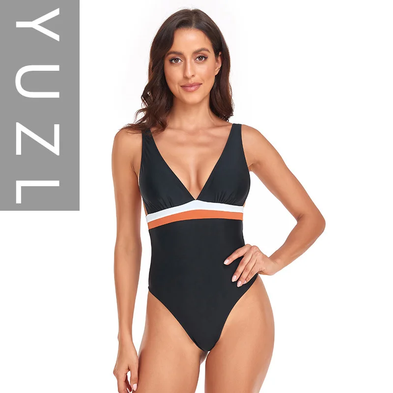 

YUZL One-piece swimsuit female sexy V-neck slim adjustable lace-up one-piece swimsuit 2025 new