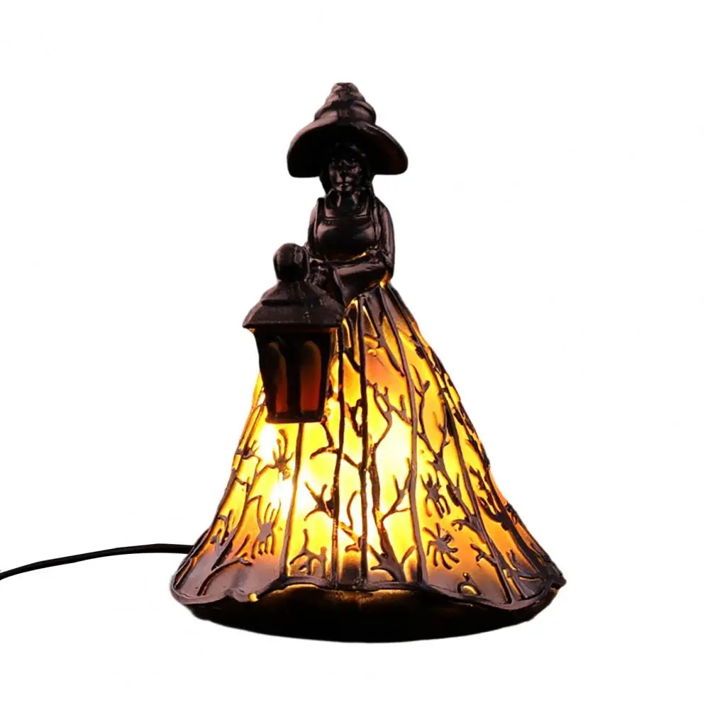 Dark Style Room Decoration Halloween Witch Lamp Stained Glass Table Lamp Led Resin Lantern Night Light for Bedroom for Friends