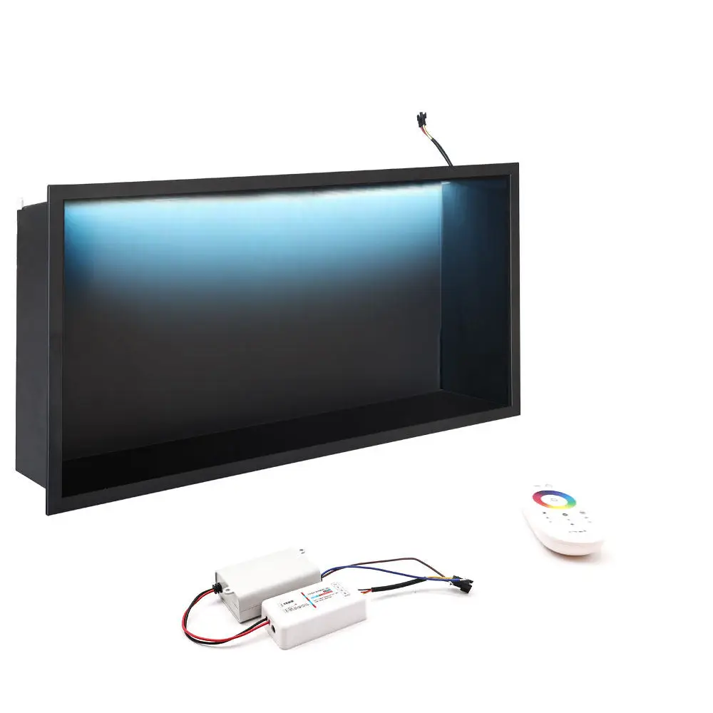 Hot-selling modern LED light strip 304 stainless steel wall-mounted shower waterproof mirror frame mirror storage rack 100kg