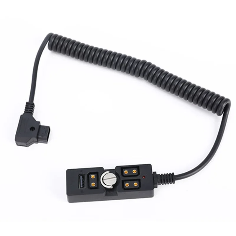 

New-PU D Tap Male To 3 Port Female Splitter ,5V USB Indicator 1/4In Hand Screw Power Cable Connector For ARRI RED V Mount