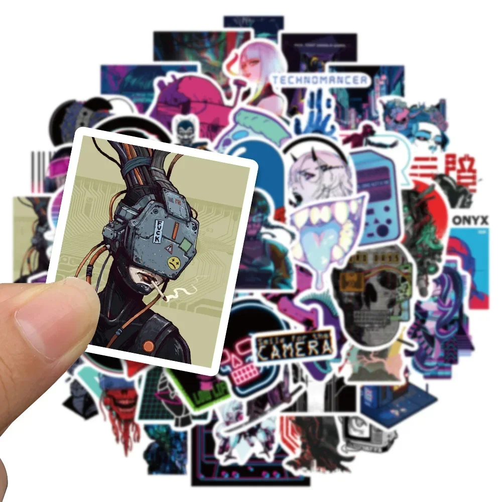 50Pcs Cartoon Cool Cyberpunk Stickers Graffiti Decals Helmet Motorcycle Skateboard Laptop Waterproof Sticker Toys Decor