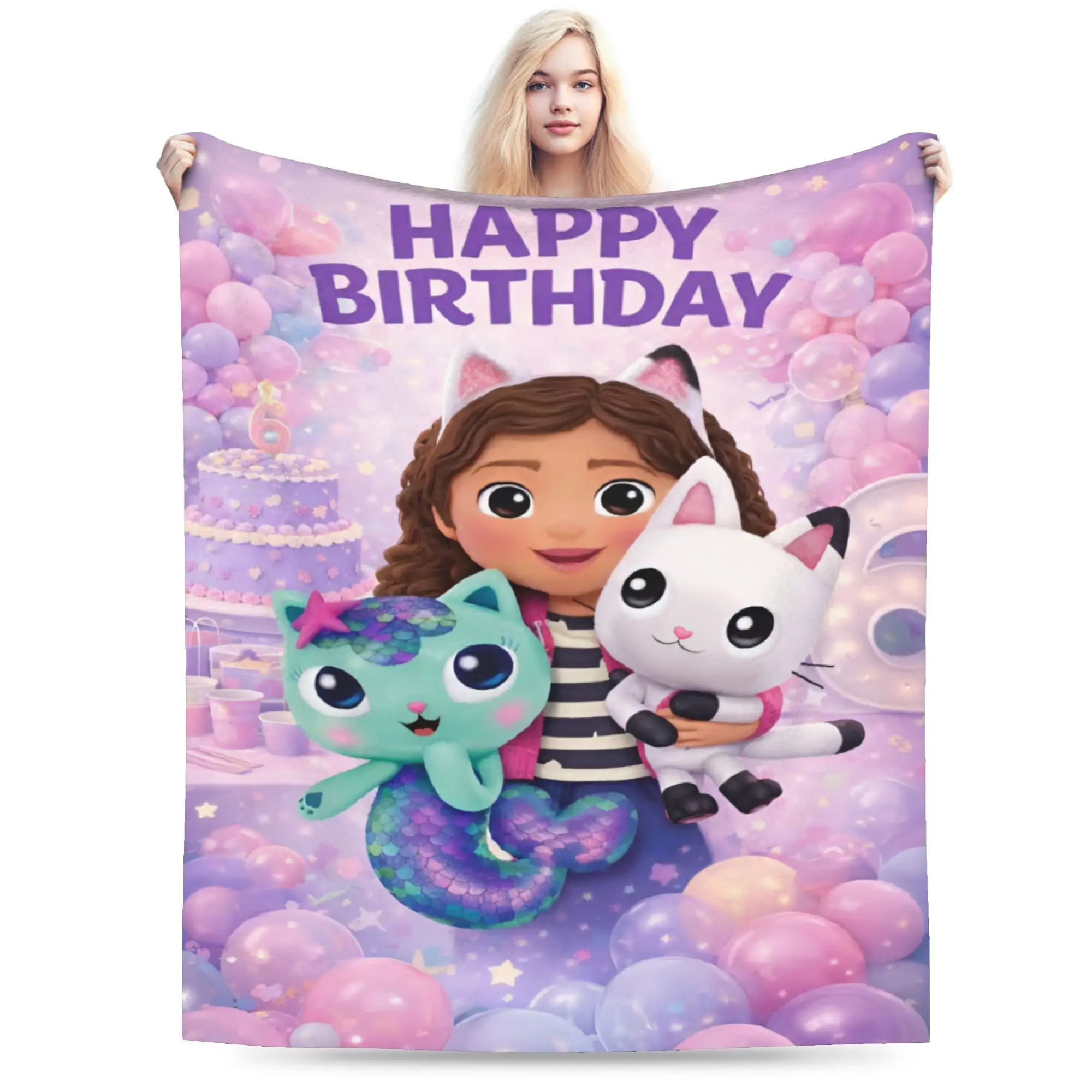 Soft Blanket Children Travel Gabbysed dollhouses Throw Blanket  Flannel Bedspread For Couch Chair Sofa Bed Sofa Bed Cover