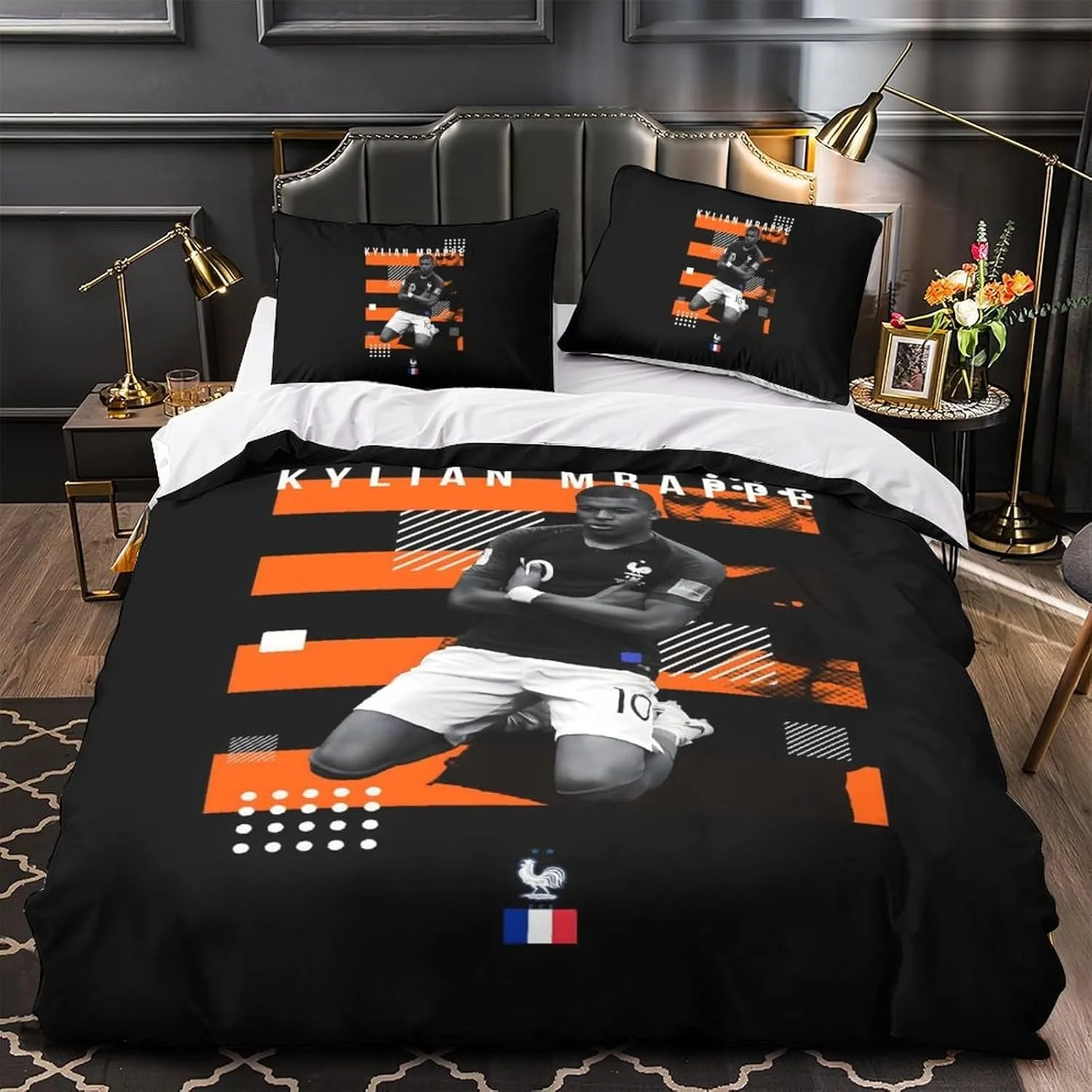 

K-Kylian Mbappé Bedding Set Football Star Bedding 2/3pcs Sets Duvet Cover Anime Bedroom Bedclothes Pillowcases