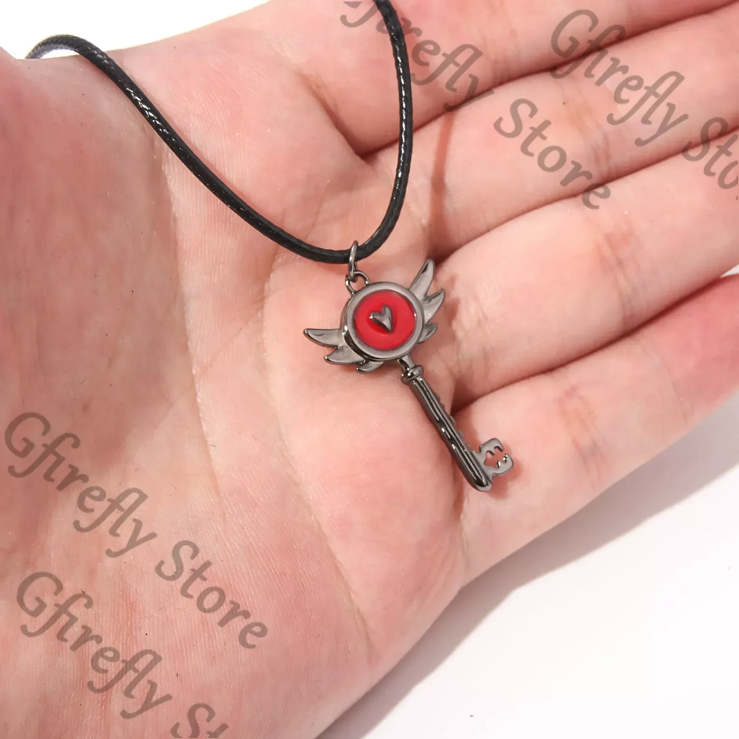 Hazbin Hotel Cosplay Key Pendant Necklace Metal Amulet Anime Ornaments Collarbone Chain Hanging Drop Vaggie Alastor Husk view 3