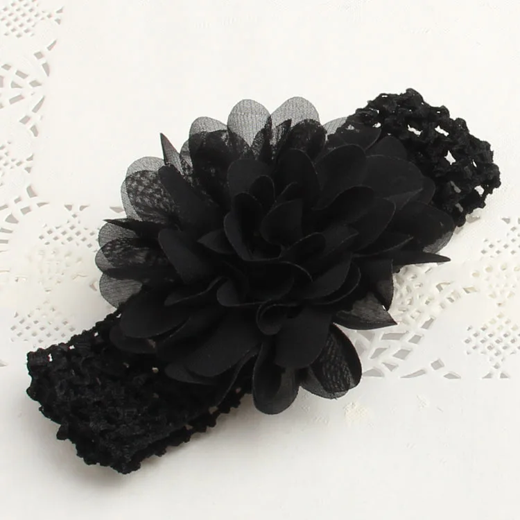 Baby Headwear Handmade Chiffon Flower Headbands Baby Girl Headwrap Children\'s Knitted Hairband Baby Hair Accessories