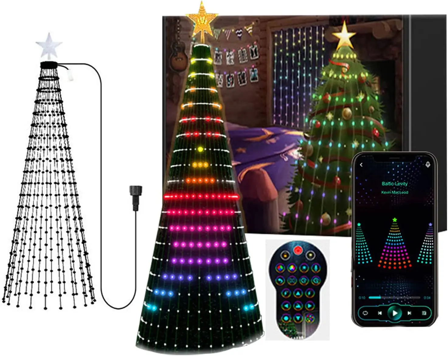 Diy luzes da árvore de natal inteligente app controle remoto luzes da corda para o quarto janela natal navidad festa de casamento decoração