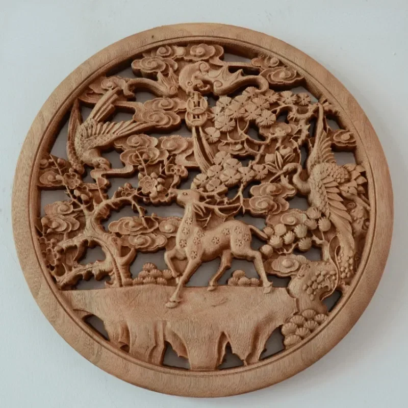 1pcs New Camphor Wood Carving Ornaments/symmetrical Double Dragons/household Auspicious Wood Carving Pendants