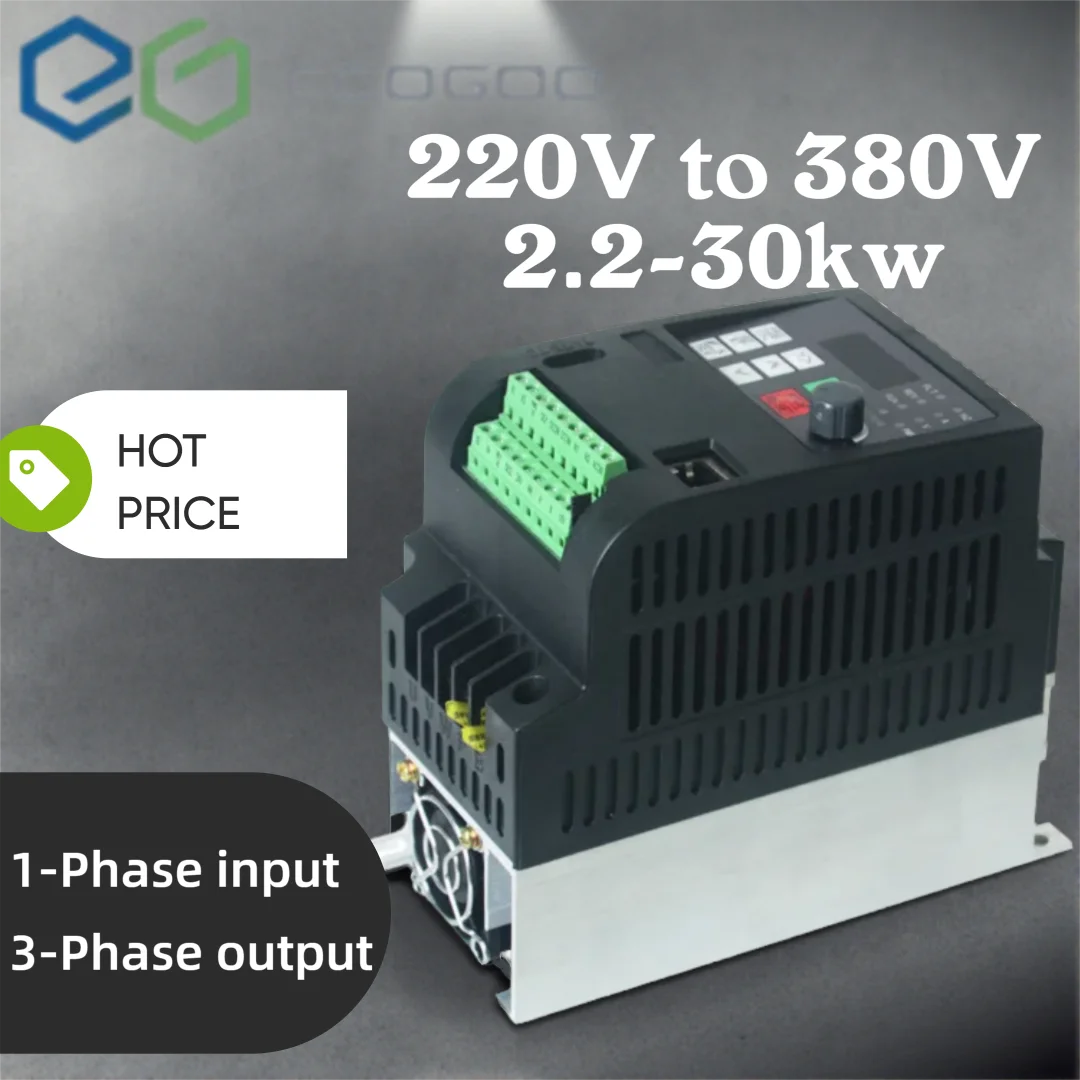 

Frequency converter 220 to 380 VFD single phase input three phase output 2.2KW/4KW/5.5kw/7.5kW/11Kw/15kW/18.5kW/22kW/30KW