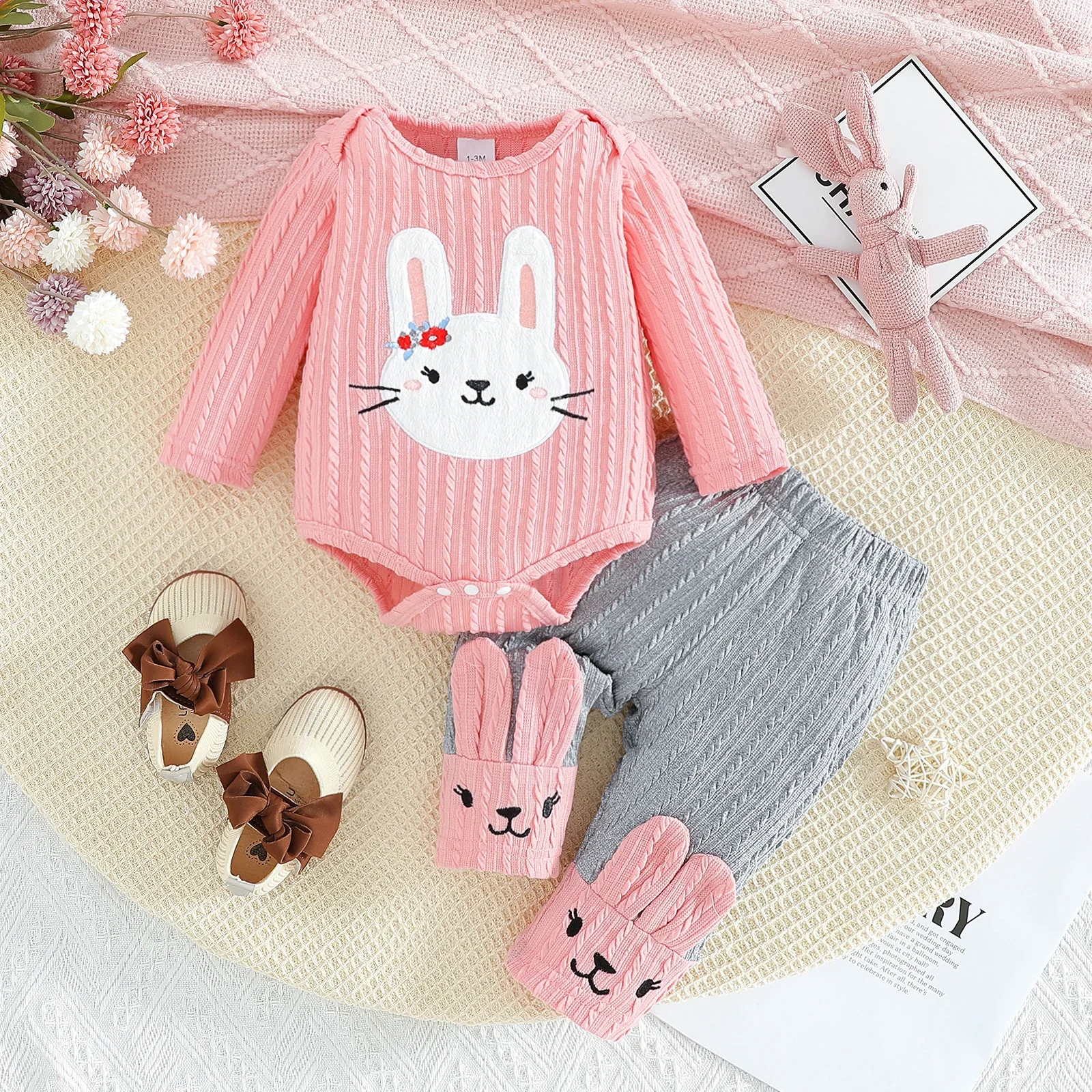 

Newborn Girl Set for Kid Girl 0-18 Months Long Sleeve Animal Printed Jumpsuit Long Pants Toddler Infant Girl Clothes Outfit