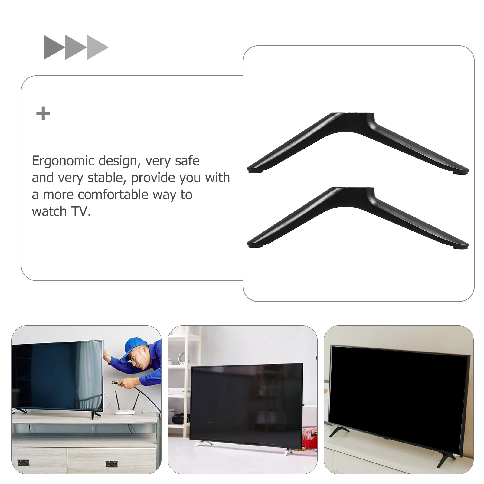 

2pcs Stand Tabletop Support Base Pedestal Television Folding Stands Black Replacement Vertical Monitor Home Bedroom Hotel