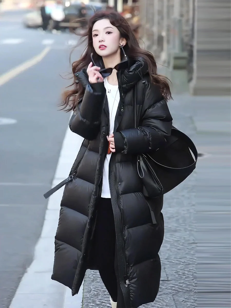 

Winter Thiened White Du down Puffer Coat Women's Long Hooded Warm Ultra Cold Resistant Faionable Commute Sle 2025
