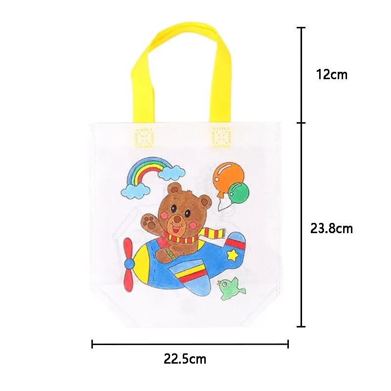 Sacchetti Goodie da colorare fai-da-te con pennarelli da colorare sacchetti regalo per feste per bambini borsa per la spesa in tessuto Non tessuto