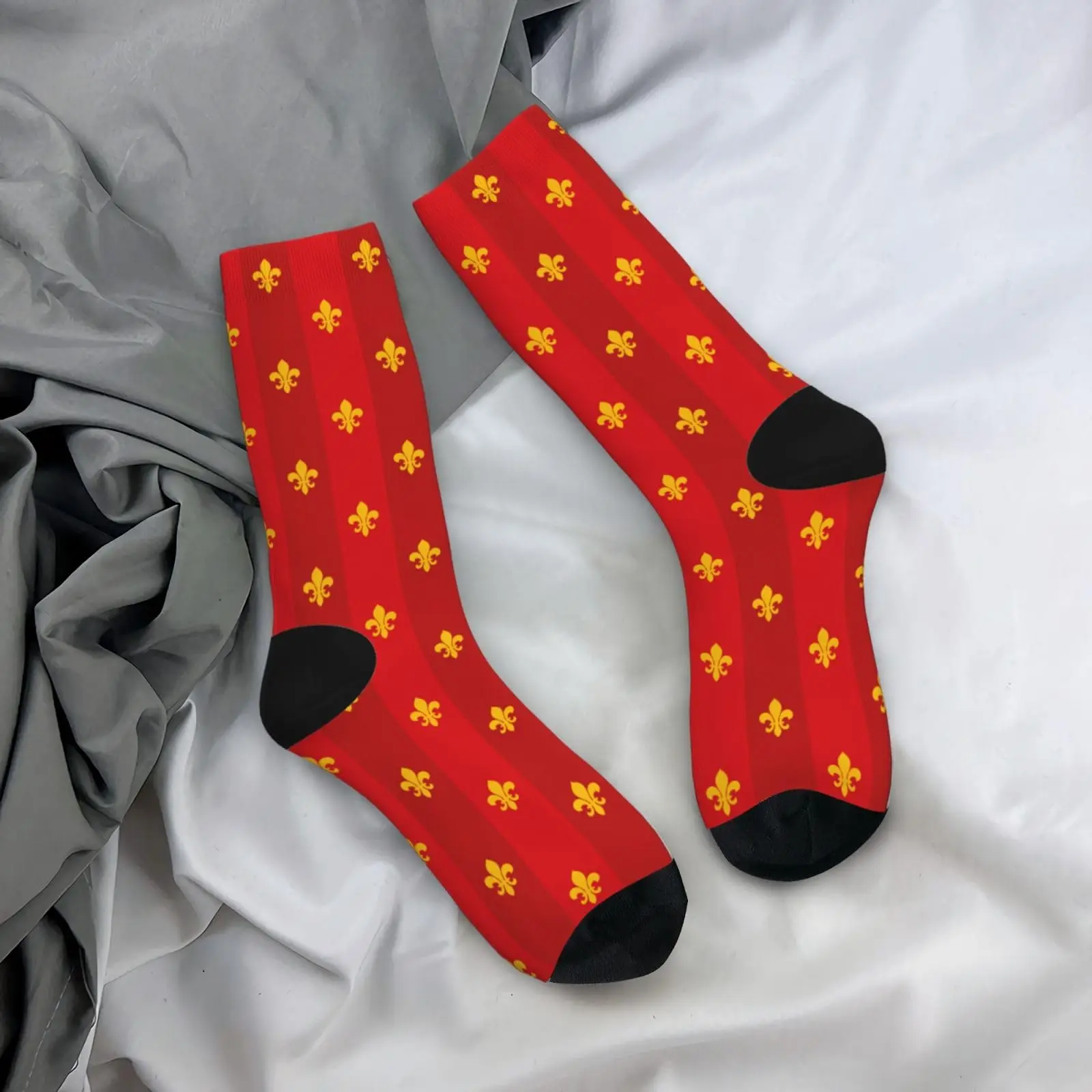 Funny Socks Casual Floral Classic Texture Red Dress Socks for Men Youth, Party Dancing Birthday Fashion Socks for Riding Biking