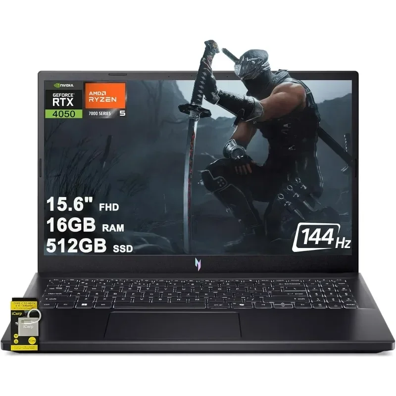 BEST SALE-2025 Nitro V 15 كمبيوتر محمول للألعاب 15.6 بوصة FHD IPS 144 هرتز AMD 6-core Ryzen 5 7535HS 16GB RAM 512GB SSD GeForce RTX 4050 Backli