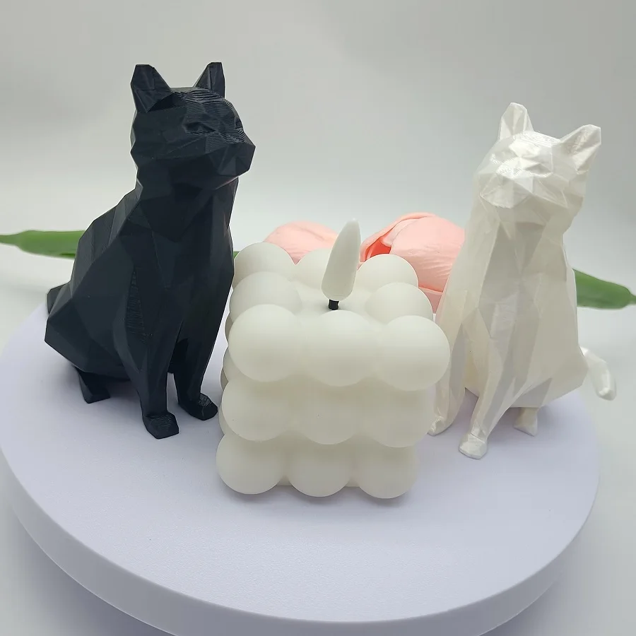 3D 인쇄 고양이 장식품, 기하학적 마름모꼴 고양이 모델, 거실, 연구 및 사무실 장식, 축제 장식 선물