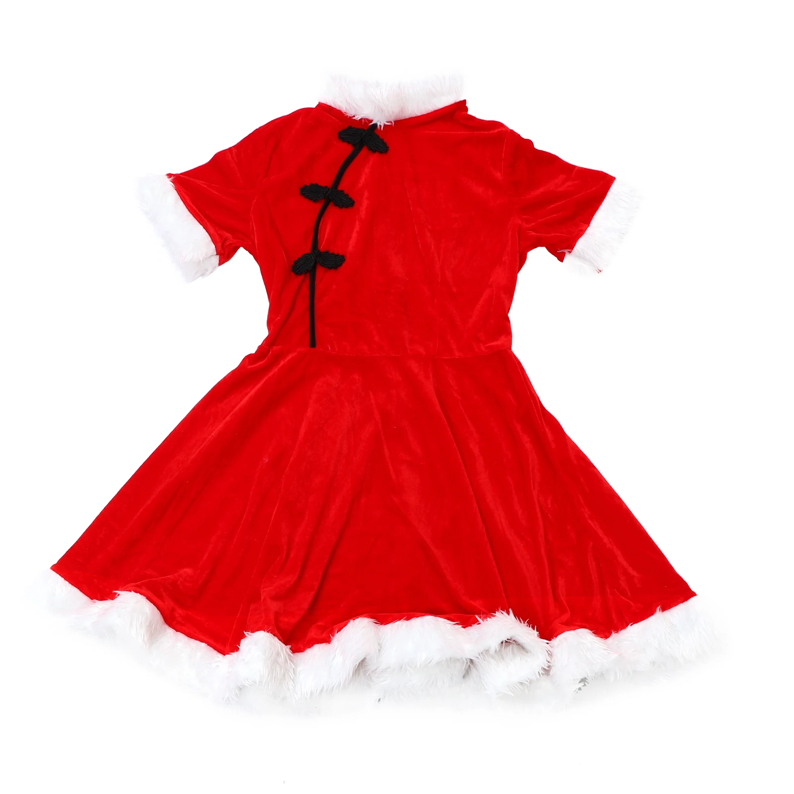 

Red Dress M Size Durable Festive Party Costume Christmas Performance Prop Skirt Clothes Cheongsam Design Elegant