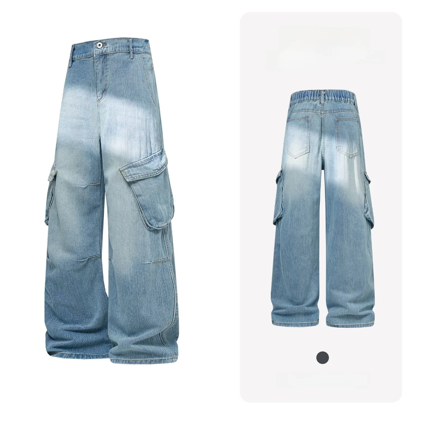

Spring New American High Street Cleanfit Men's Bamboo Design Sensation Full Network Big Hit Loose Straight Tube Jeans for Tee...