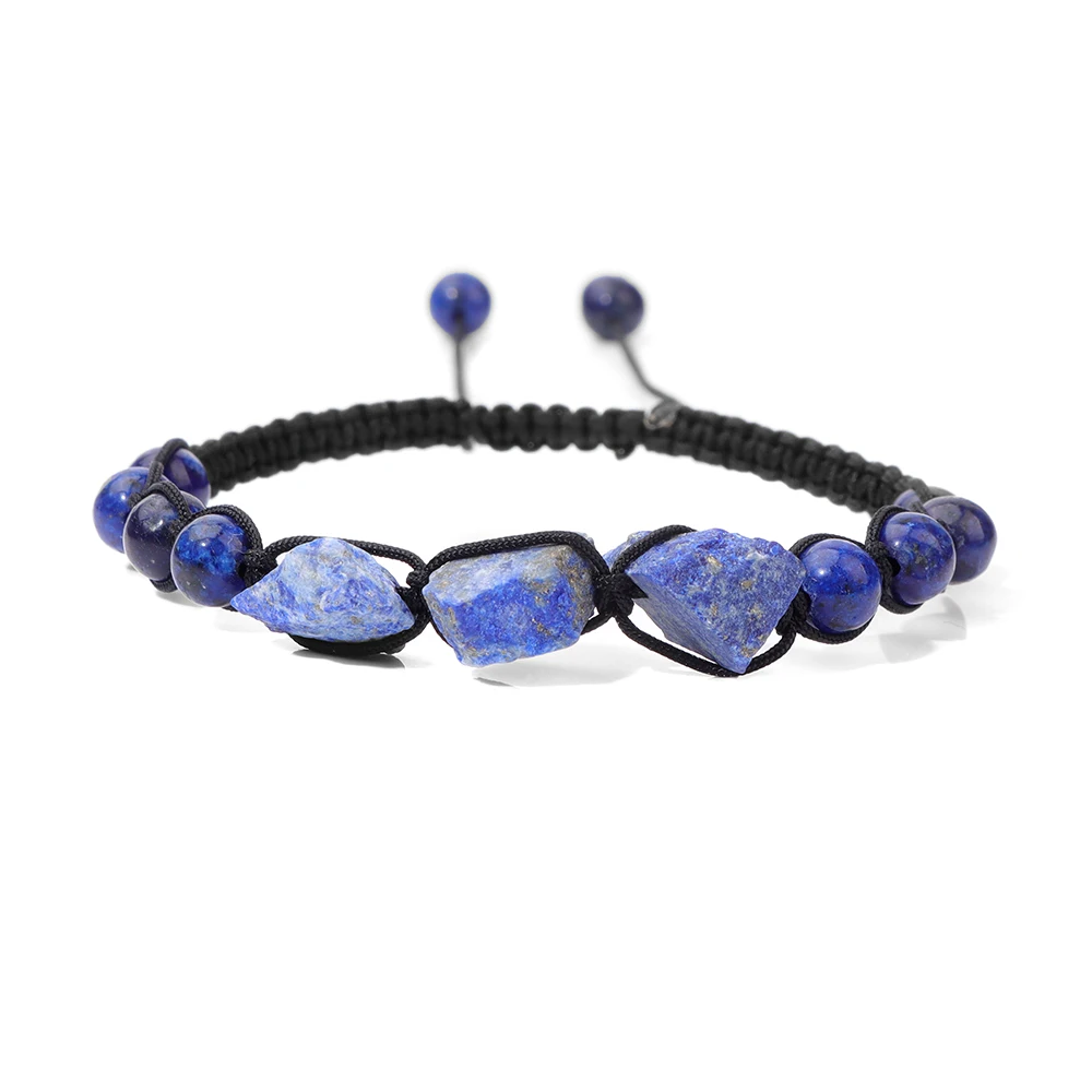 Natural Stone Obsidian Beads Bracelets Irregular Quartz Crystal Gravel Chips Beaded Charm Bracelets for Women Men Jewelry Gift