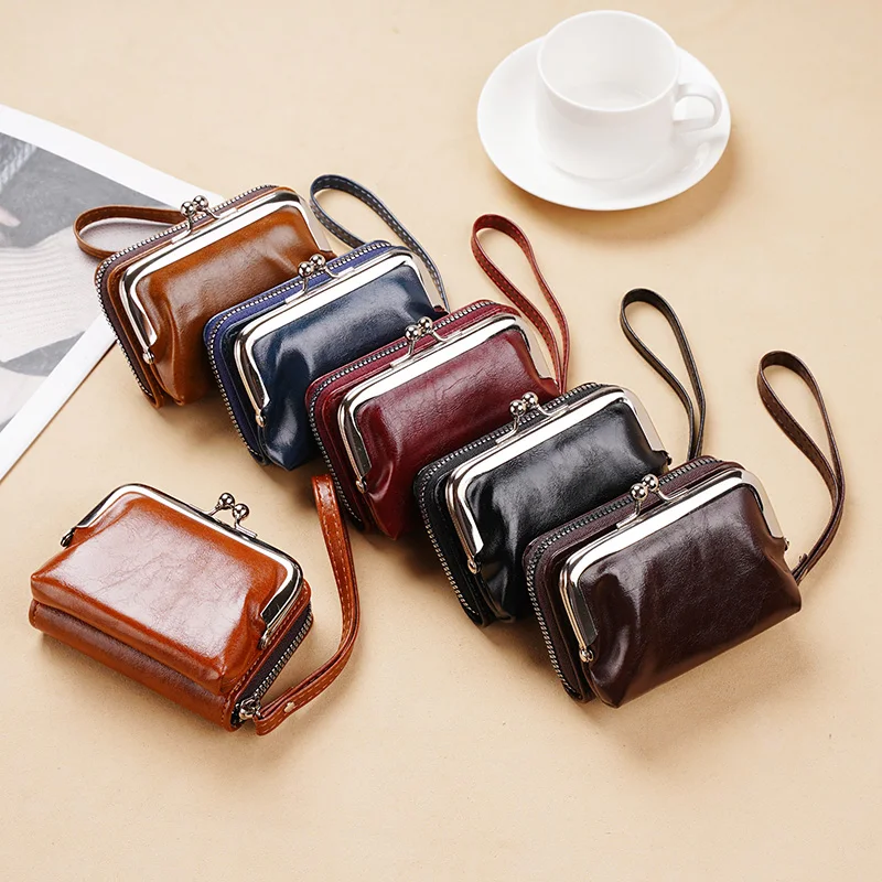 Lonny New Change Card Holder Cross-Border Supply Women Buckle Coin Purse 4-Inch Zip-up Clip Clutch